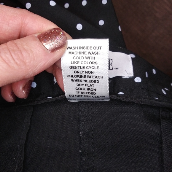 Elle Black & White Polka Dot Mid Rise Cropped Chinos - Picture 9 of 10